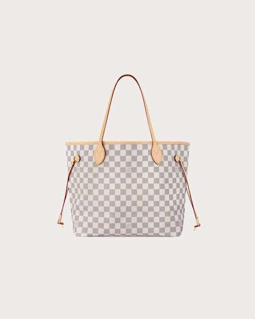 LOUIS VUITTON Neverfull Tote Bag White Damier Azur Canvas(MM/2 Colors)