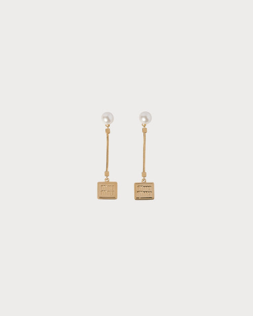 MIU MIU Metal Earrings with Artificial Pearls | MIU MIU Metal Earrings (Gold)