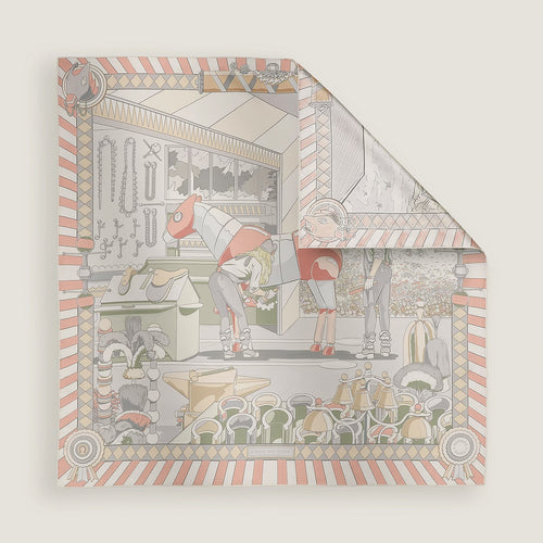 وشاح HERMES Pony Pit Stop مزدوج الوجه 90 | وشاح حرير Hermès (متعدد الألوان)