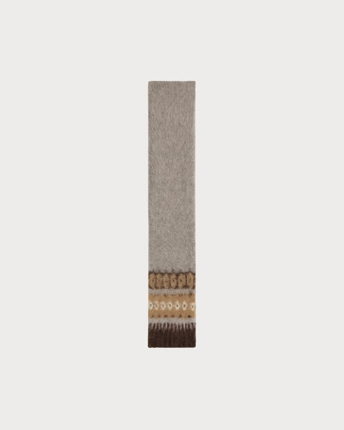 CELINE Scarf brushed fair isle alpaca wool(Natural)