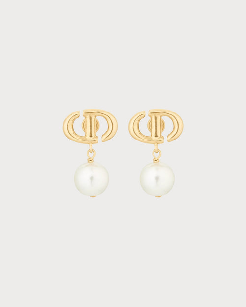 CHRISTIAN DIOR CD Navy Earrings | Dior earrings (gold)