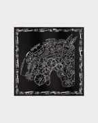 HERMES Complication Equestre Embroidered Scarf 90 | 愛馬仕 頸巾 (黑色)
