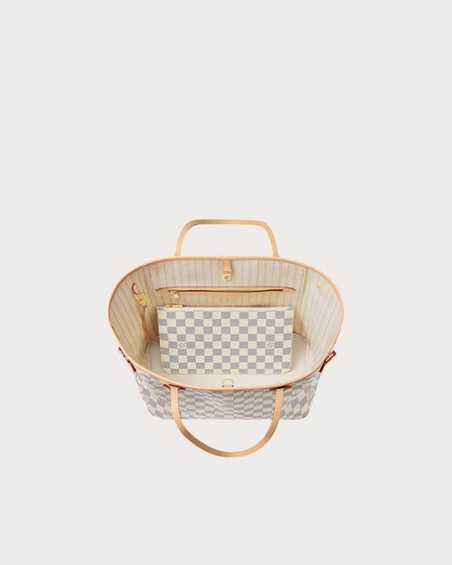LOUIS VUITTON Neverfull Tote Bag White Damier Azur Canvas(MM/2 Colors)