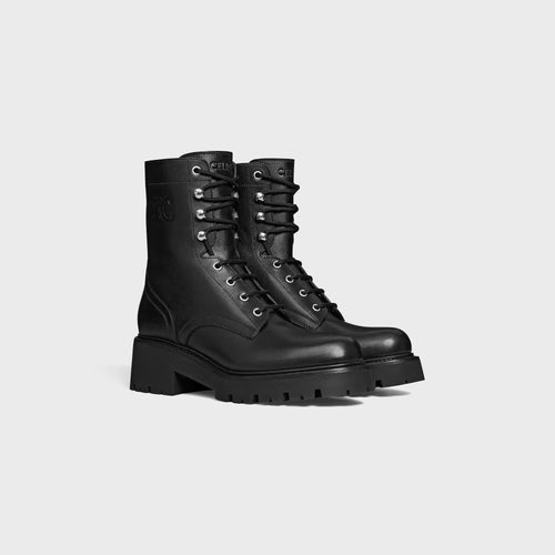 CELINE Triomphe Rangers Mid Lace-Up Boot in Shiny | 賽琳 凱旋中筒亮面綁帶靴(黑色)