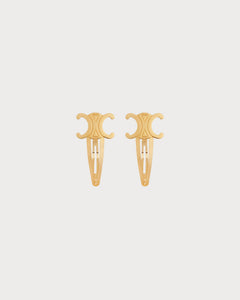 CELINE Set of 2 Snap Hair Clip in Brass | CELINE Set of 2 Snap Hair Clips (Multi-Color)