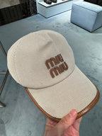 MIU MIU Canvas and Leather Baseball Cap | Miu Miu Baseball Cap (Beige)
