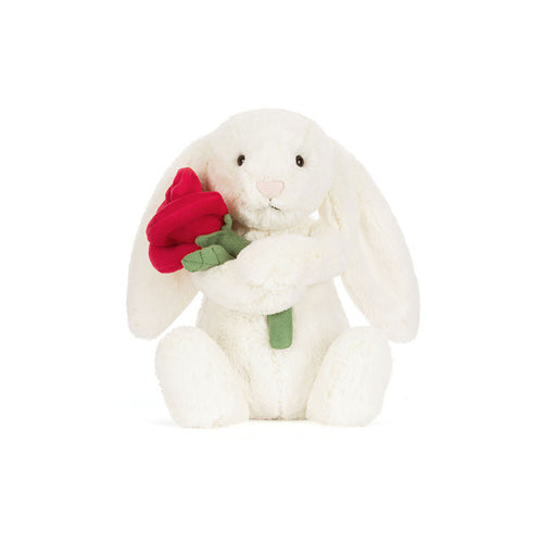 JELLYCAT Cream Bunny with Rose | 奶油色兔子與玫瑰(奶油色)