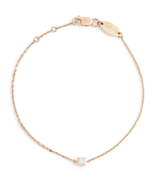 سوار الأميرة من ريدلاين، من الذهب الأبيض والألماس | سوار بخيط أحمر (0.11 قيراط/متعدد الألوان)