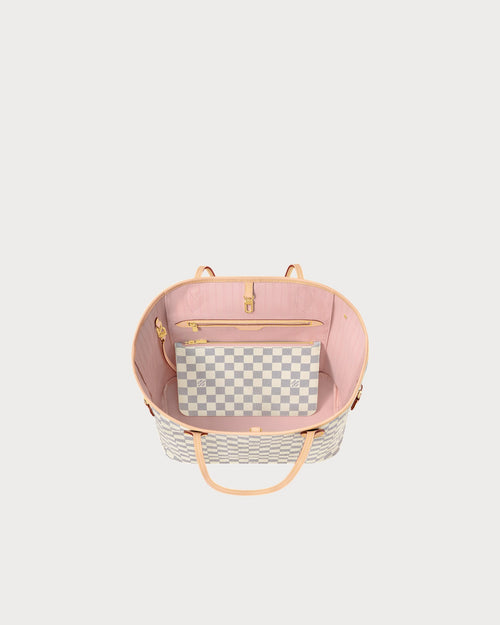 LOUIS VUITTON Neverfull Tote Bag White Damier Azur Canvas(MM/2 Colors)