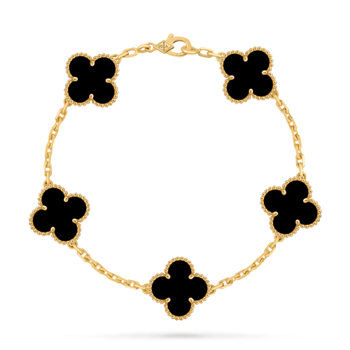 VAN CLEEF & ARPELS Vintage Alhambra Onyx Bracelet | Vintage Alhambra Onyx Bracelet (Gold)