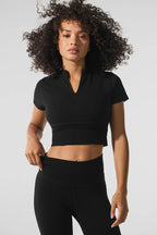ALO YOGA Seamless Winter Warm Plush Cropped Short Sleeve | 無縫冬季保暖絨毛短版短袖上衣 (多色) - LondonKelly 英國名牌代購
