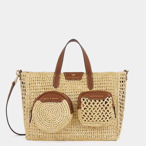 ANYA HINDMARCH X/S Raffia Holiday Cross - body Tote | 安雅·希德瑪芝 X/S 草編度假斜背托特包(天然色) - LondonKelly 英國名牌代購