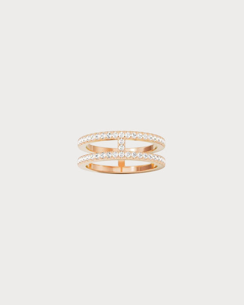 APM MONACO P22677OX Double Line Pave Ring | 雙排鑲石戒指 (玫瑰金) - LondonKelly 英國名牌代購