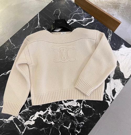 CELINE Boat Neck Sweater in chunky cashmere | 賽琳 厚實羊絨船領毛衣(米白色) - LondonKelly 英國名牌代購