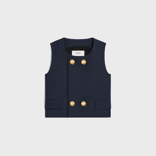 CELINE Top in Double Faced Wool Tricotine | 賽琳 雙面羊毛斜紋呢上衣(墨色) - LondonKelly 英國名牌代購