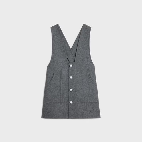 CELINE Tunic Mini Dress in Wool Cloth | 賽琳 羊毛布料束腰迷你洋裝(中灰色) - LondonKelly 英國名牌代購