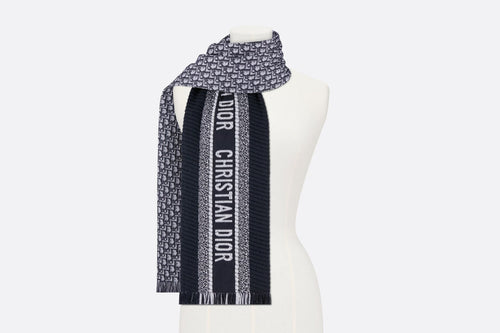 CHRISTIAN DIOR Oblique University Reversible Scarf | 迪奧 頸巾 (藍色) - LondonKelly 英國名牌代購