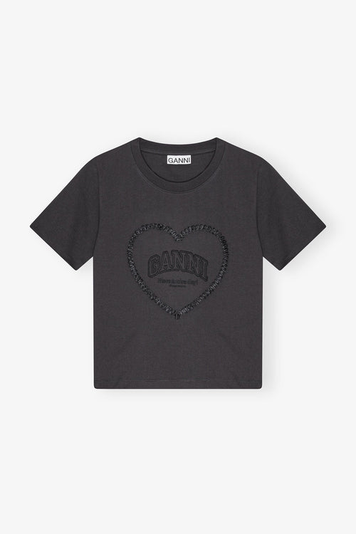 GANNI Black Heavy Cotton Heart T-Shirt | 短袖上衣 (黑色) - LondonKelly 英國名牌代購
