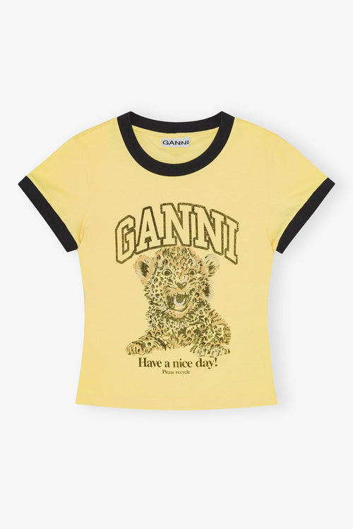 GANNI Yellow Basic Jersey Leopard T-shirt | 短袖豹T裇 (黃色) - LondonKelly 英國名牌代購