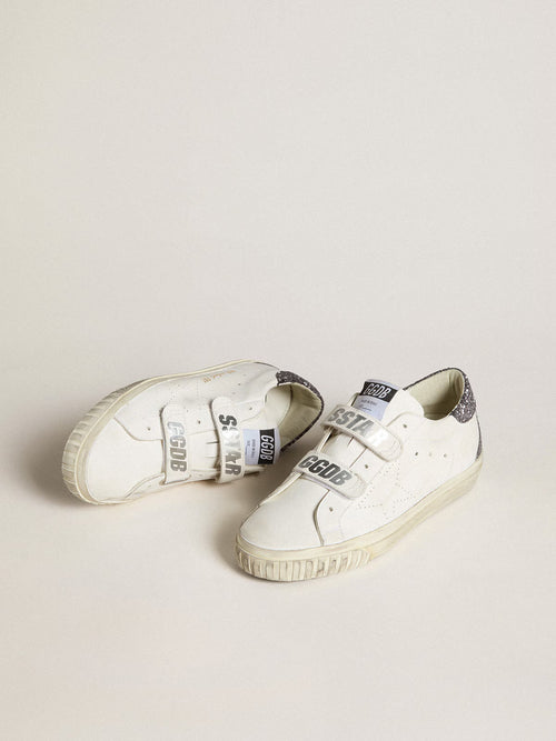GOLDEN GOOSE Bio - based Old School with perforated star and glitter heel tab | 黃金鵝 Bio - based Old School 搭配鏤空星星與亮片後跟標籤(白色) - LondonKelly 英國名牌代購