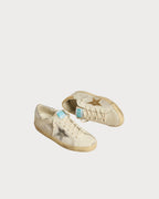 GOLDEN GOOSE Super - Star in white leather and suede with silver and gold leather star | 黃金鵝 Super - Star 白色皮革與麂皮搭配銀色與金色皮革星星(米白色) - LondonKelly 英國名牌代購