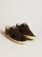 GOLDEN GOOSE Women's Super - Star in black glitter with black suede star and leather inserts | 黃金鵝 女款 Super - Star 黑色亮片款,搭配黑色麂皮星星與皮革拼接(黑色) - LondonKelly 英國名牌代購