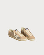 GOLDEN GOOSE Women’s Super - Star in silver glitter with leather star and heel tab | 黃金鵝 女款 Super - Star 銀色亮片款,搭配皮革星星與後跟標籤(粉色與米色) - LondonKelly 英國名牌代購