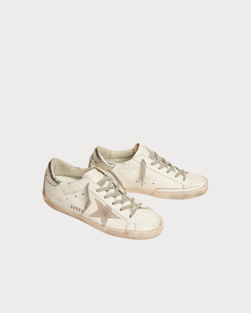 GOLDEN GOOSE Women's Super - Star with silver heel tab and metal stud lettering | 黃金鵝 女款 Super - Star 搭配銀色後跟標籤與金屬鉚釘字母(白色) - LondonKelly 英國名牌代購