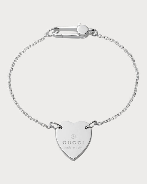 GUCCI Trademark Bracelet with Heart Pendant | 古馳 手鏈 (銀色) - LONDONKELLY 英國名牌代購