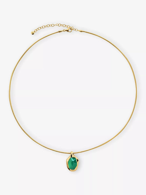 MONICA VINADER Odyssey 18ct Gold Vermeil - Plated 925 Sterling Silver and Onyx Pendant Necklace | 頸鏈 (綠色) - LondonKelly 英國名牌代購