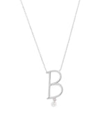 PERSEE White Gold and Diamond Alphabet B Necklace | 白金鑽石字母頸鏈 (白金款) - LondonKelly 英國名牌代購