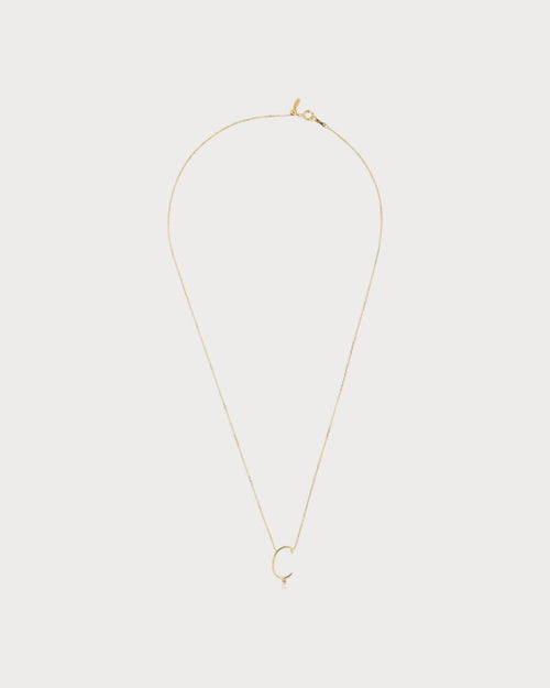PERSEE Yellow Gold and Diamond Alphabet C Necklace | 黃金鑽石字母項鍊 (黃金) - LondonKelly 英國名牌代購