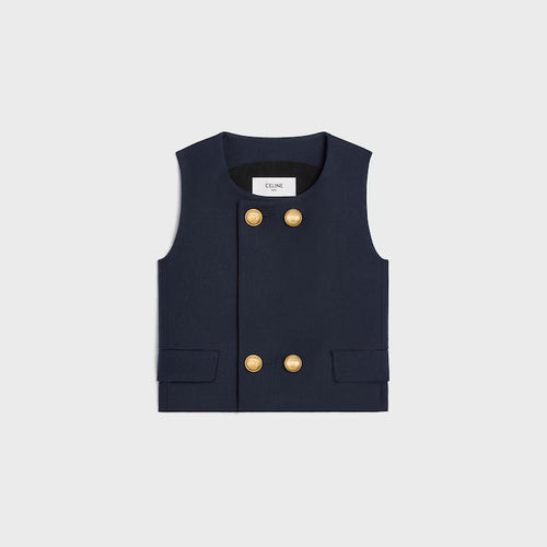 CELINE Top in Double Faced Wool Tricotine | 賽琳 雙面羊毛斜紋呢上衣(墨色)