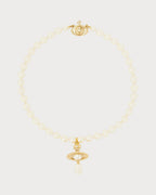 VIVIENNE WESTWOOD Orb Gold - Tone Brass and Faux - Pearl Choker Necklace | 西太后 珍珠頸鏈 (金色) - LondonKelly 英國名牌代購