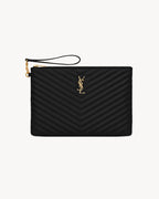 YSL SAINT LAURENT Cassandre Matelasse Tablet Pouch In Leather | 聖羅蘭 手袋 (黑色) - LONDONKELLY 英國名牌代購