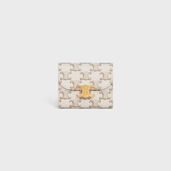 CELINE Small Wallet Triomphe | 賽琳 凱旋門金扣銀包 (White)