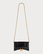 BALENCIAGA Women's Hourglass Wallet On Chain Calfskin(Black)