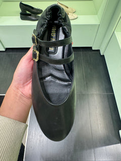 MIU MIU Double-Strap Leather Ballet Flats(2 Colors)