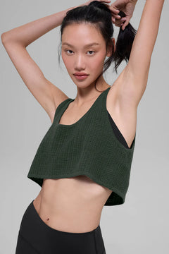 ALO YOGA Cashmere Plush Waffle Cropped Tank | 羊絨絨毛格紋短版背心 (多色)
