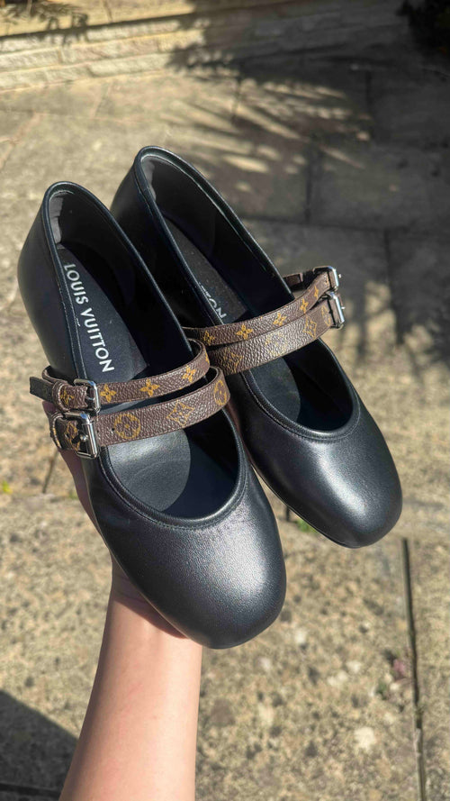 LOUIS VUITTON 1AJQTG Bella Mary Jane Ballerinas Lambskin(Black)