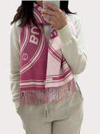 BURBERRY Roundel Wool Jacquard Scarf(Raspberry)