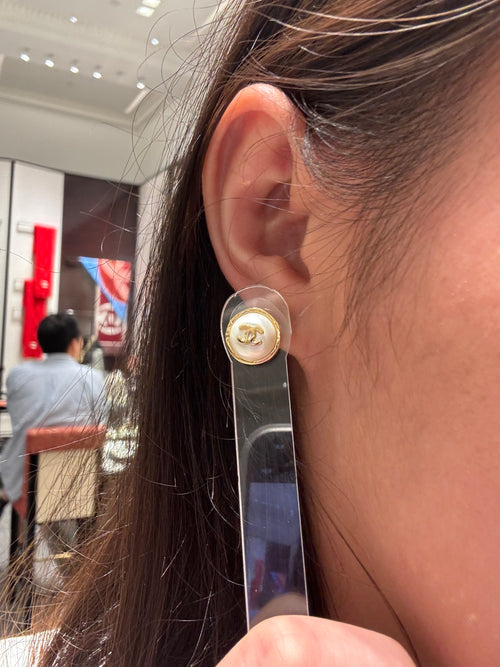 CHANEL ABH734 Pearl Stud Earrings(Gold)