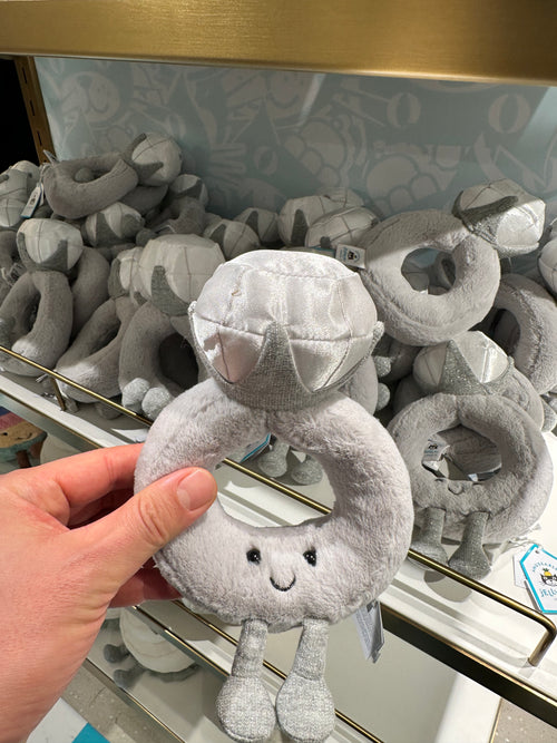 خاتم ألماس مرح من JELLYCAT بطول ١٢ سم | دمية خاتم (رمادي) 
