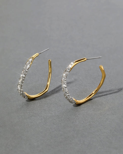 ALEXIS BITTAR Two Tone Pave Hoop Earring | Earrings (Multicolor)