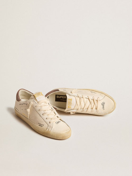 GOLDEN GOOSE Women's Super-Star in nappa leather with perforated star and suede heel tab | 黃金鵝 女款 Super-Star 採用納帕皮革，搭配鏤空星星與麂皮後跟標籤（深霧粉色）