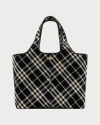 BURBERRY Check Tote Black Leather(Medium/Black) - LONDONKELLY 英國名牌代購