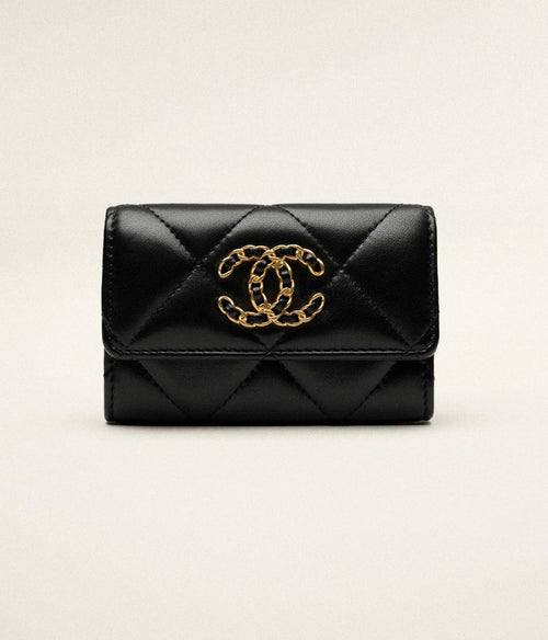 CHANEL AP1790 Classic 19 Flap Card Holder Shiny Lambskin | 香奈兒 卡套銀包 (黑色) - LONDONKELLY 英國名牌代購