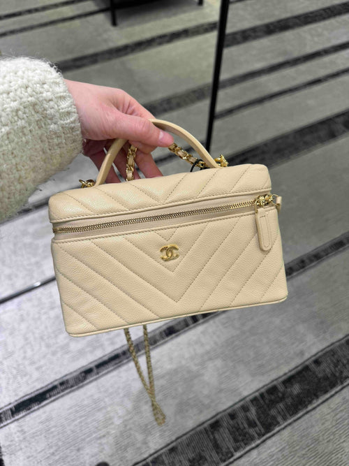 Chanel AP5212 Classic Vanity Case with Chain | 香奈兒 化妝箱鏈帶手袋 (米色) - LONDONKELLY 英國名牌代購