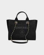 Chanel Shopping Bag Mixed Fibers Calfskin & Gold Black | 香奈兒 手袋 (黑色) - LONDONKELLY 英國名牌代購