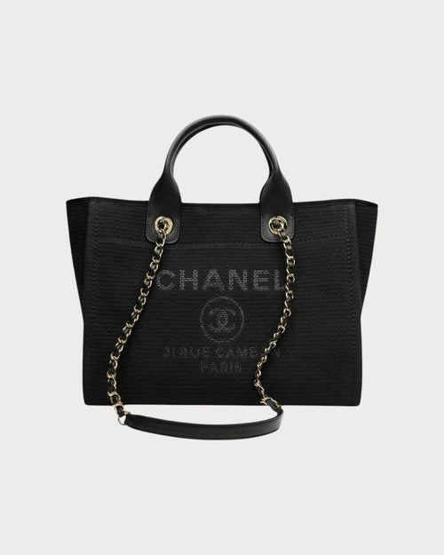 Chanel Shopping Bag Mixed Fibers Calfskin & Gold Black | 香奈兒 手袋 (黑色) - LONDONKELLY 英國名牌代購